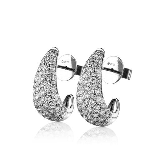 Dome 18K Gold, Rosegold or Whitegold Earrings w. Diamonds