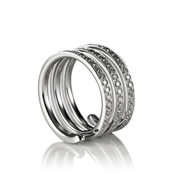 Spring Large 18K Gold, Rosegold or Whitegold Ring w. Diamonds