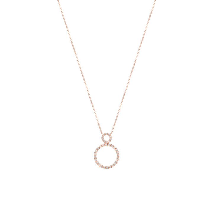 Circle 18K Rose Gold Necklace w. Diamonds