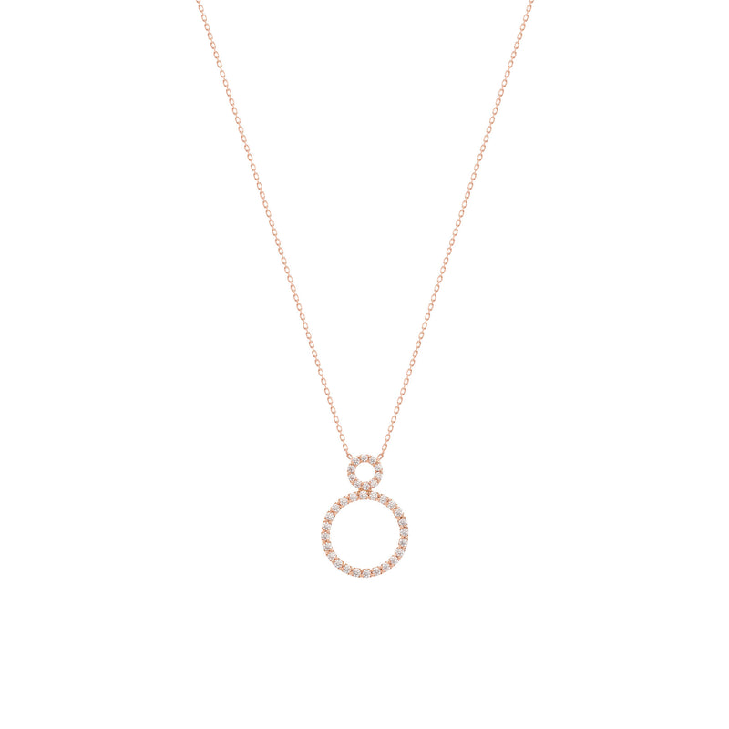 Circle 18K Rosegold Necklace w. Diamonds