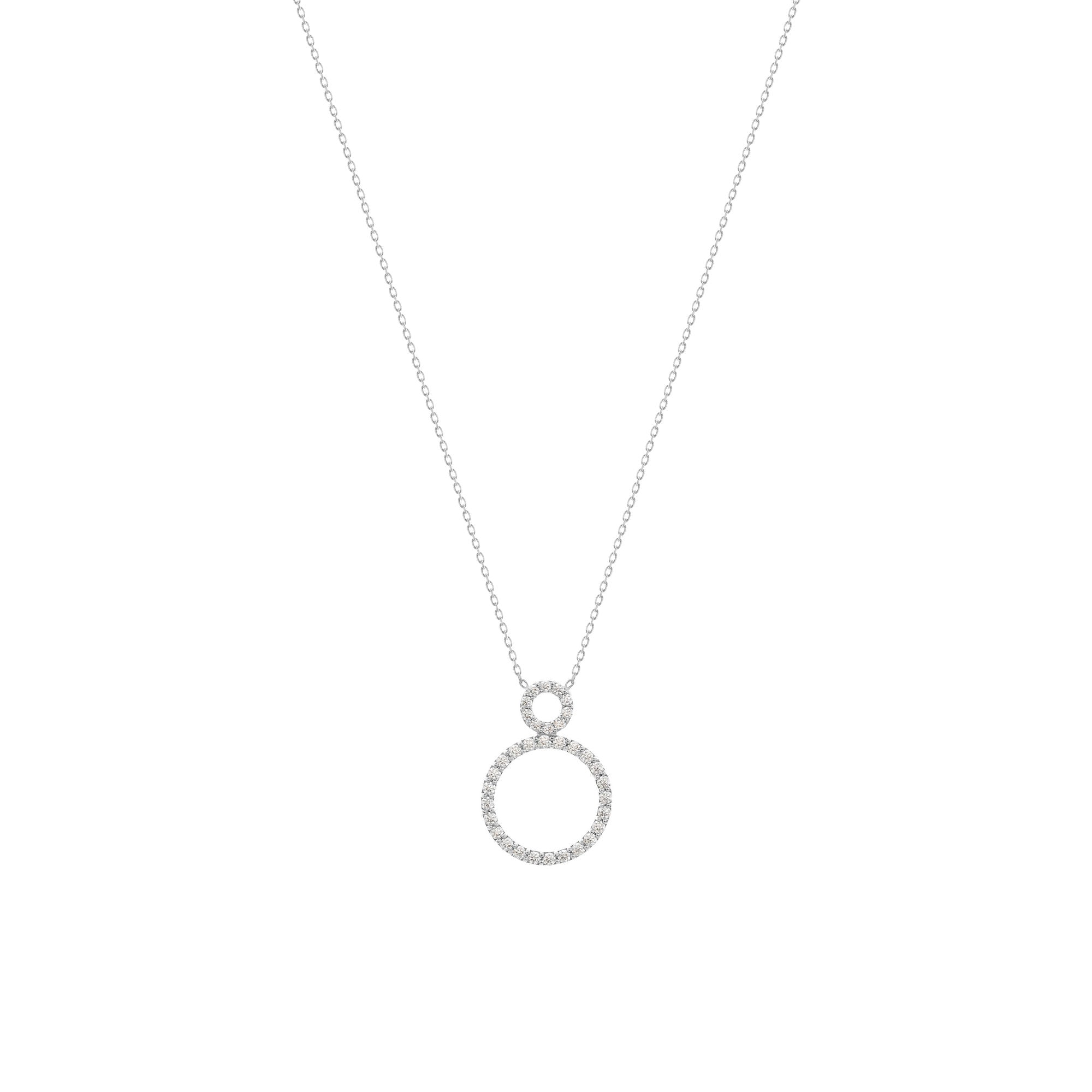 Kreis 18K Weißgold Halskette w. Diamanten