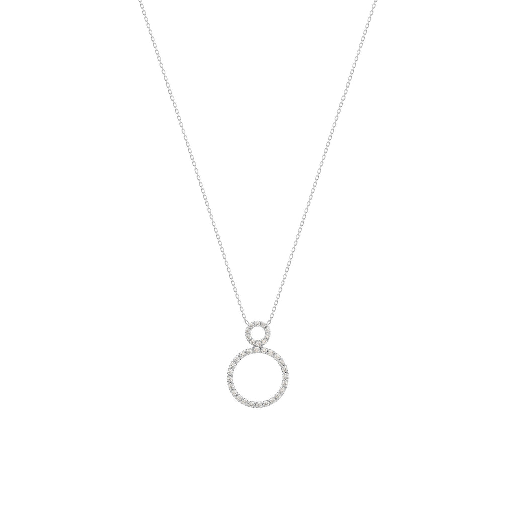 Circle 18K White Gold Necklace w. Diamonds