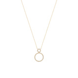 Circle 18K Gold Necklace w. Diamonds