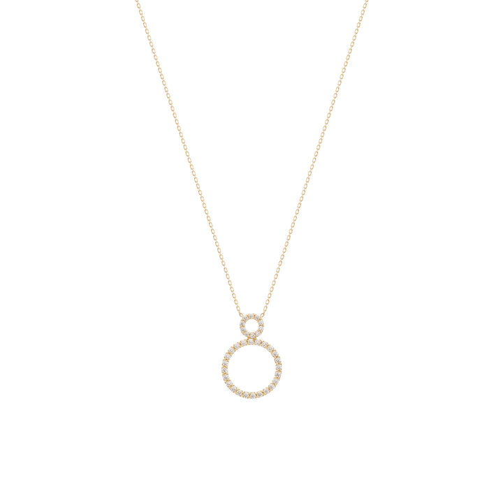Circle 18K Gold Necklace w. Diamonds