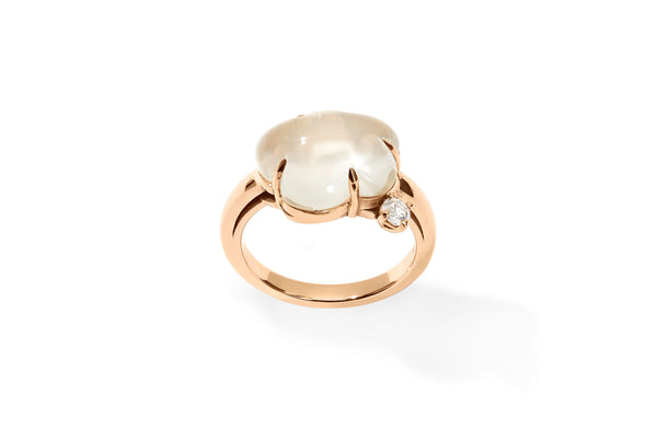 Cloud 18K Rosaguld Ring m. Milky Kvarts & Diamant