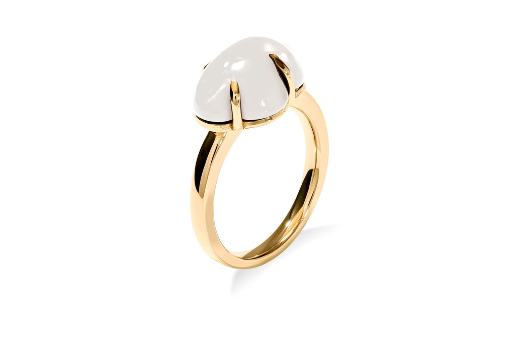 Cloud 18K Gold Ring w. Milky Quartz