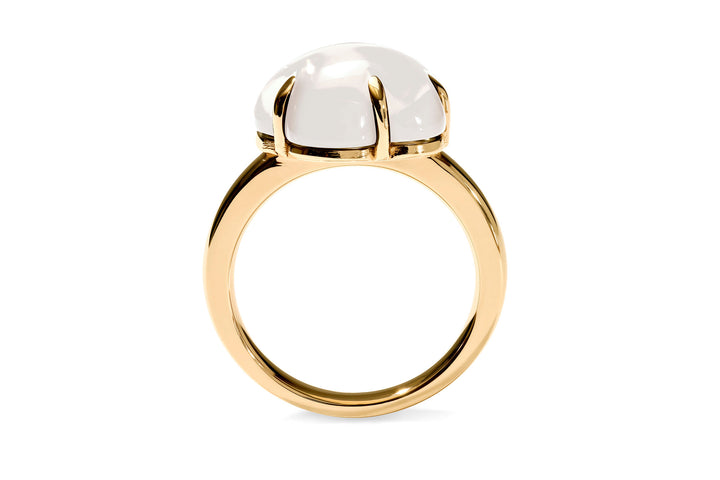 Cloud 18K Gold Ring w. Milky Quartz