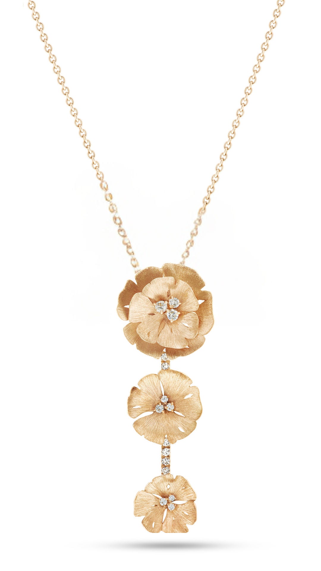 collier 3 fleurs ginkgo or jaune face
