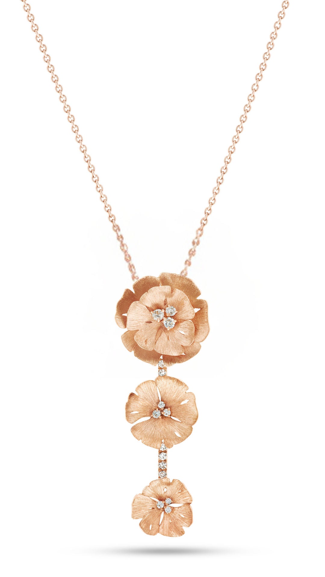 collier 3 fleurs ginkgo or rose face