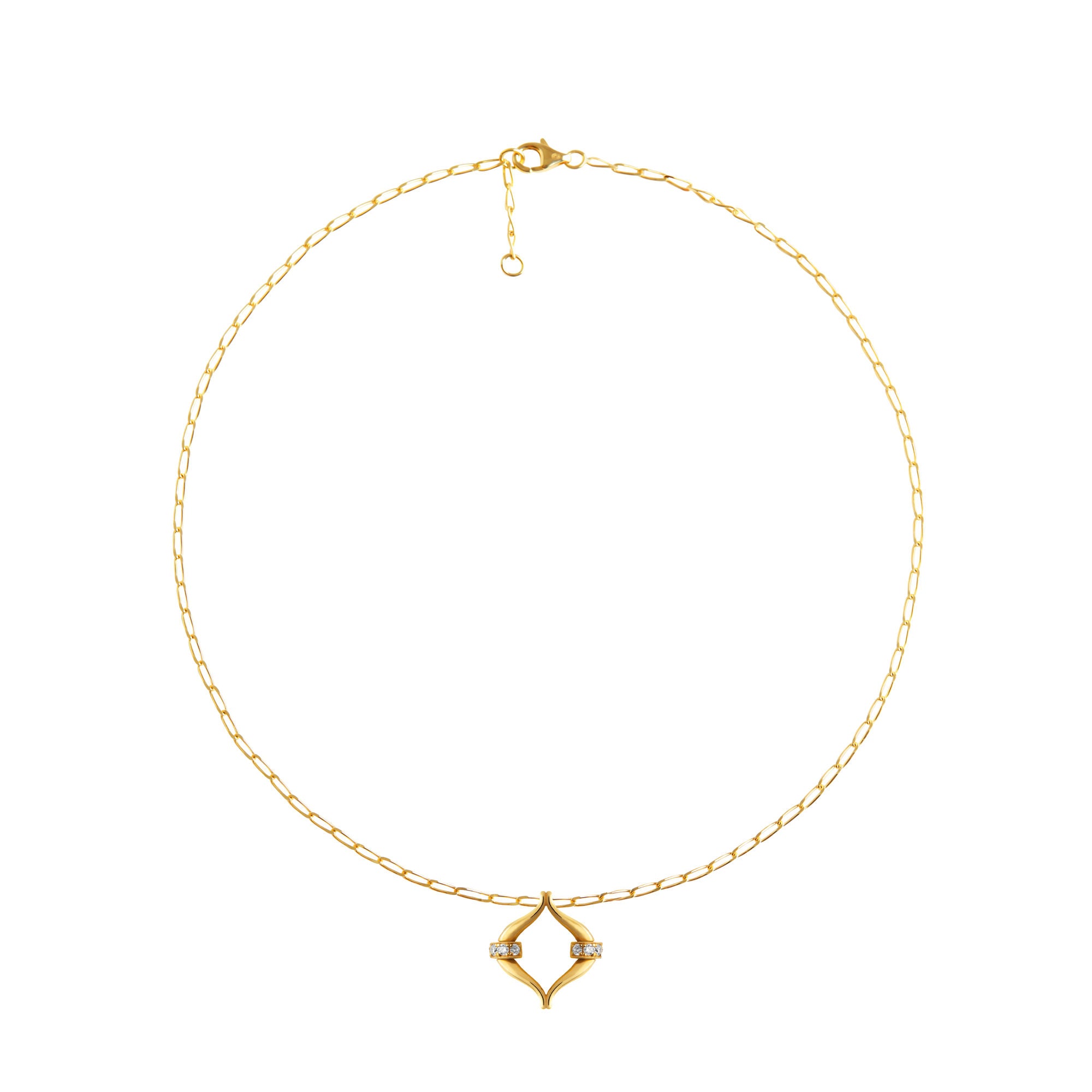 Eboris Link Paved 18K Gold Necklace w.Diamonds