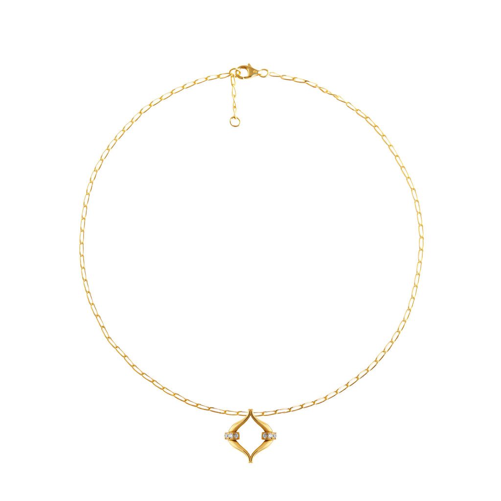 Eboris Link Paved 18K Gold Necklace w. Lab-Grown Diamonds