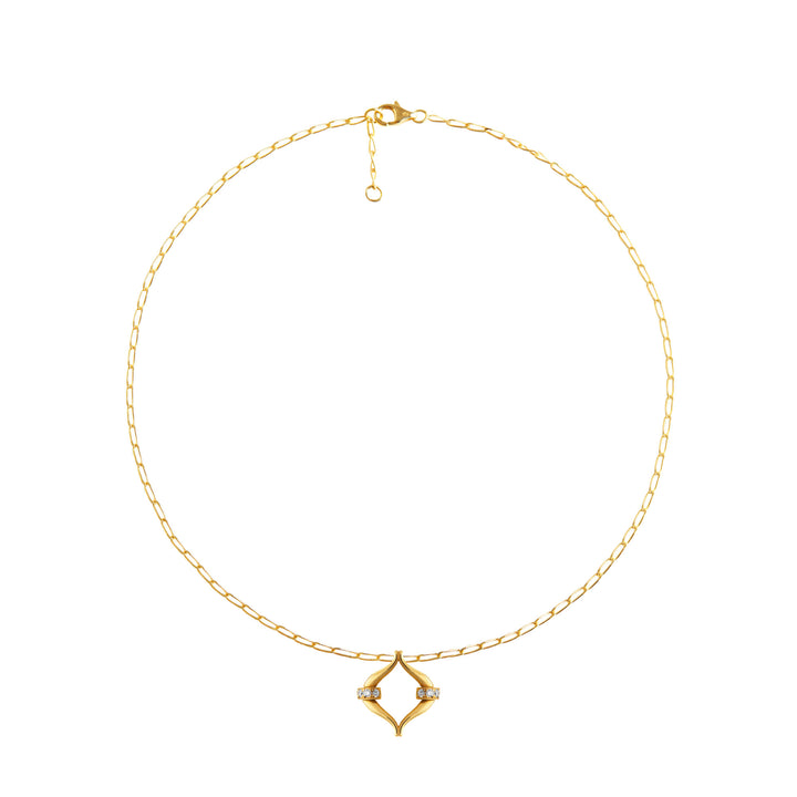 Eboris Link Paved 18K Gold Necklace w. Lab-Grown Diamonds