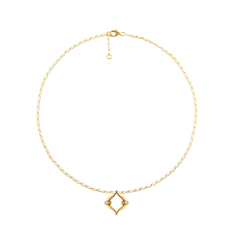 Eboris Link Paved 18K Gold Necklace w. Lab-Grown Diamonds