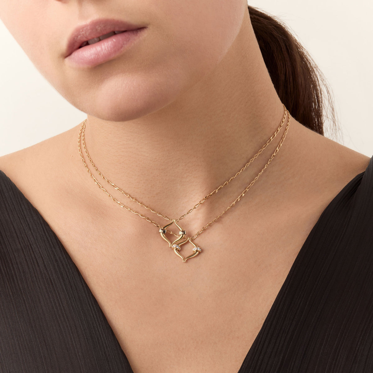 Eboris Link Paved 18K Gold Necklace w.Diamonds
