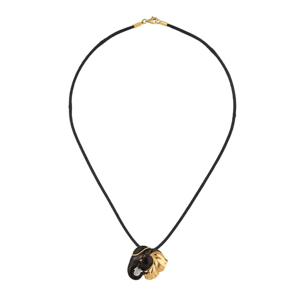 Elephant 18K Gold Necklace & Brooche w. Lab-Grown Diamond