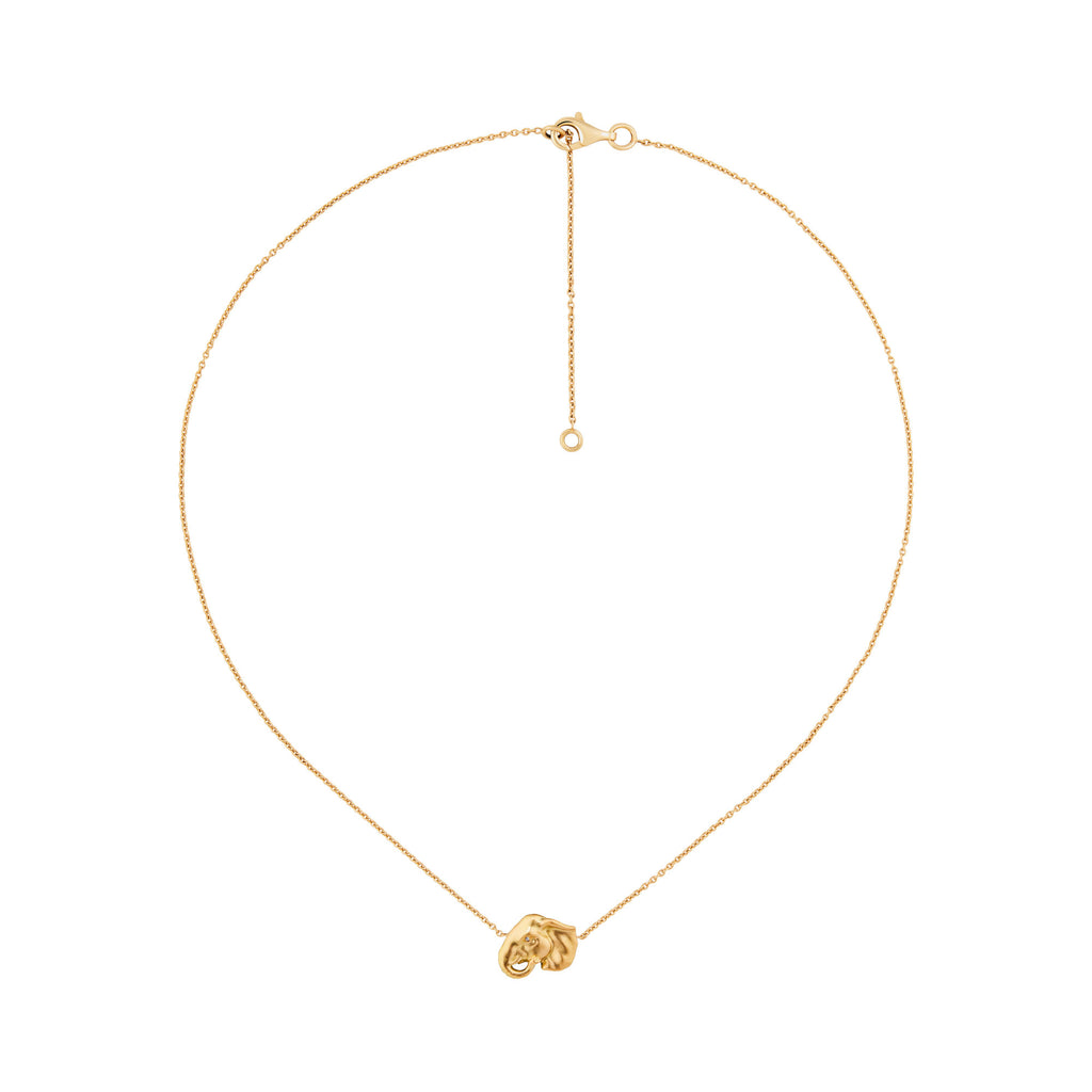 Lucky Elephant 18K Gold Necklace w. Lab-Grown Diamonds