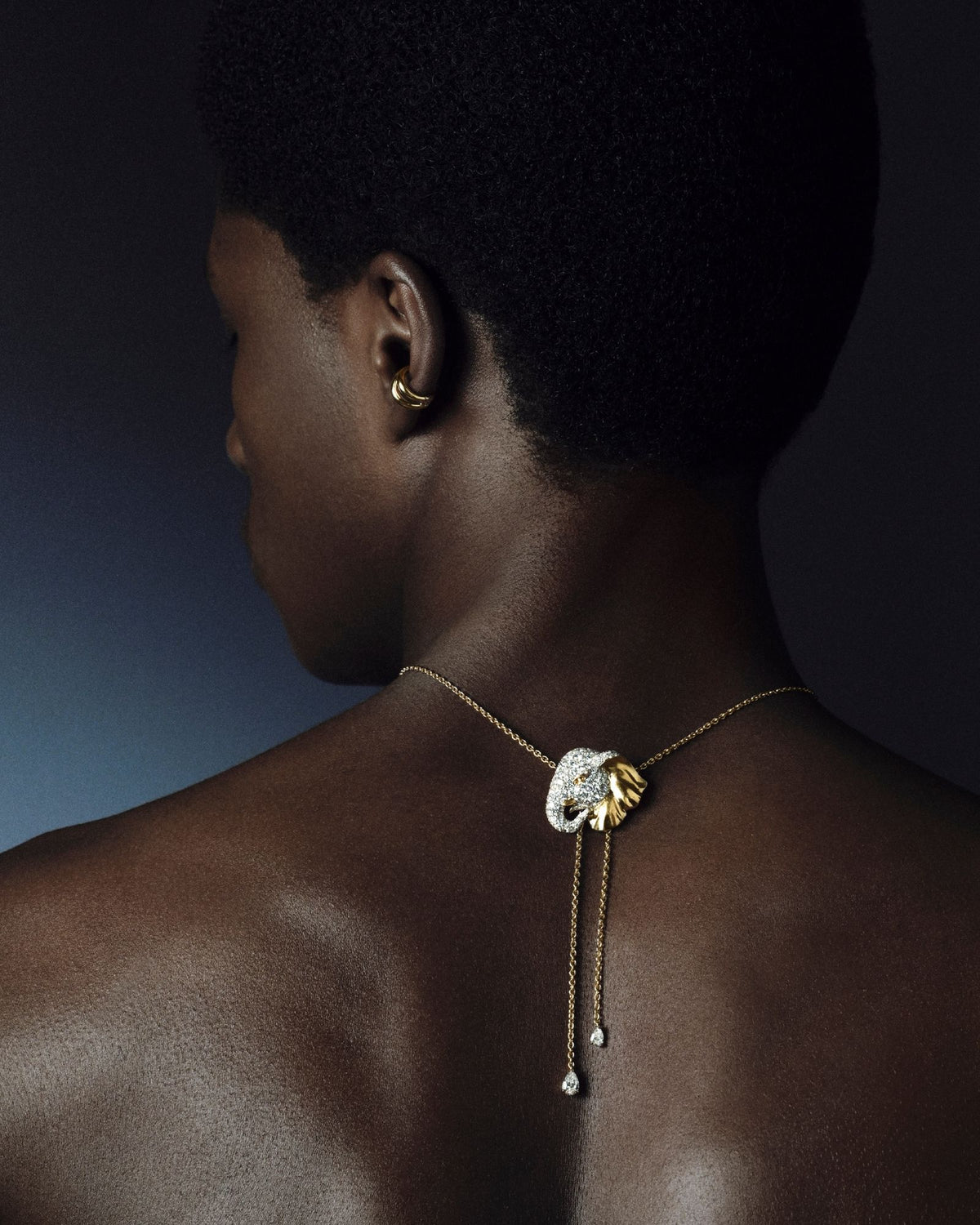 Elephant Neglige 18K Gold Necklaces & Brooche w.Diamond