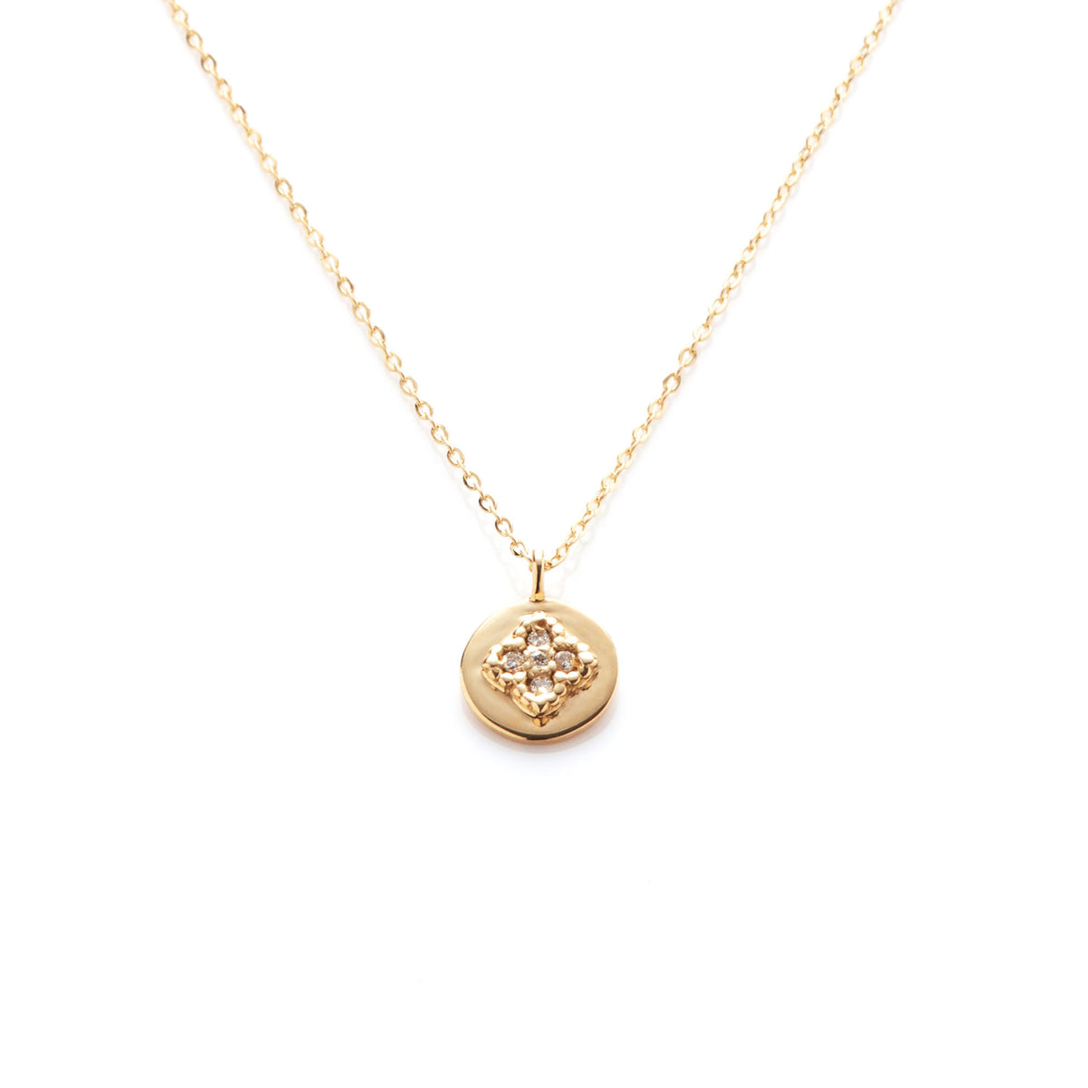 Nina Mini 18K Gold Necklace w. Diamonds