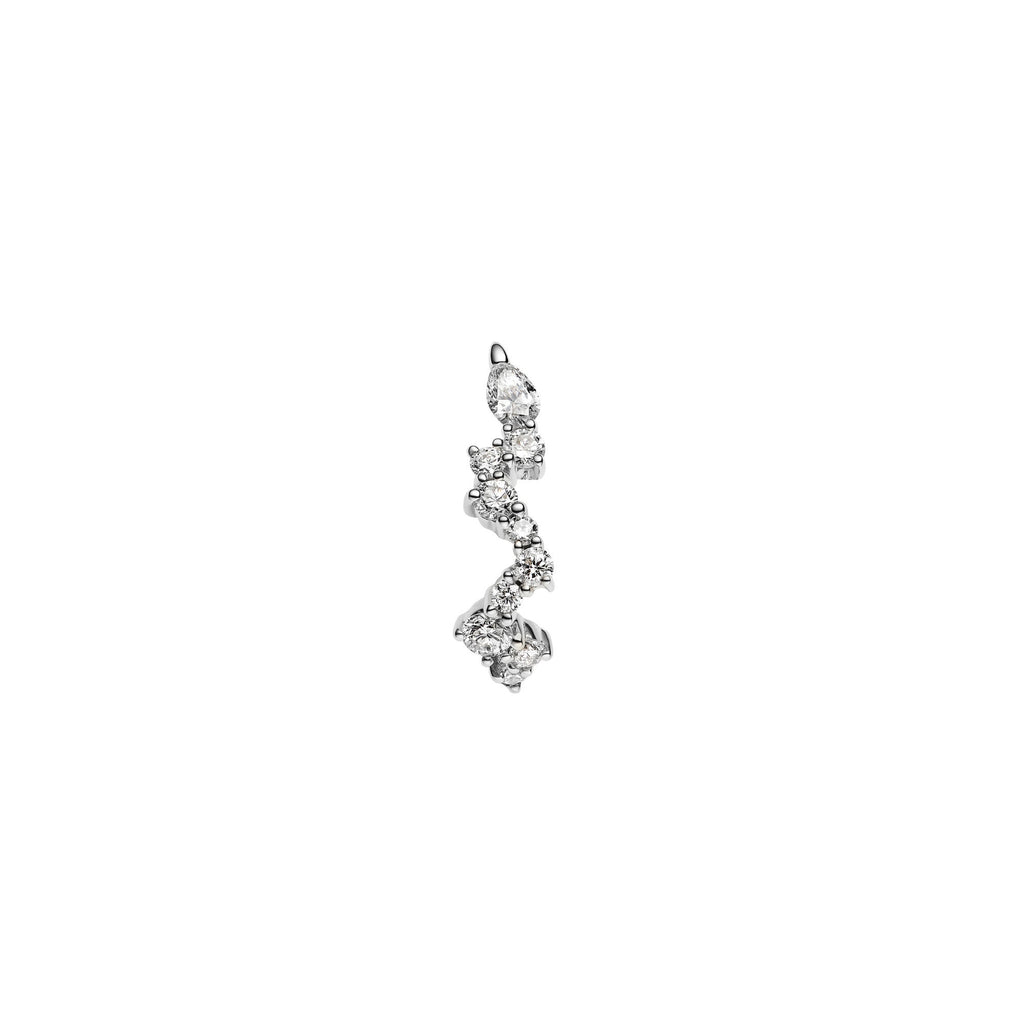 Concrete Sky 14K White Gold Huggie w. Lab-Grown Diamonds