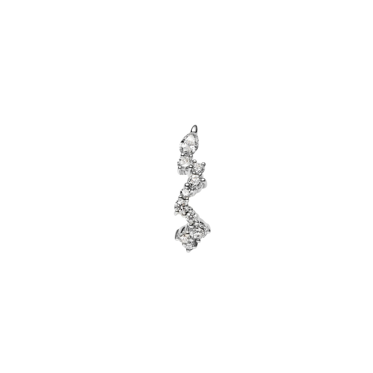 Concrete Sky 14K White Gold Huggie w. Lab-Grown Diamonds