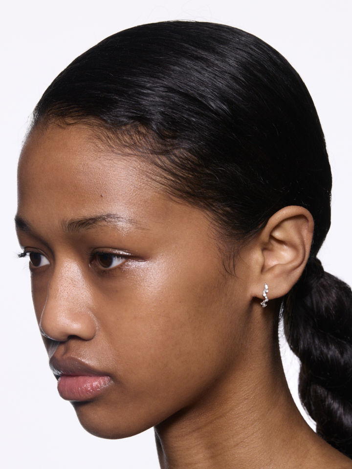 Concrete Sky 14K White Gold Huggie w. Lab-Grown Diamonds