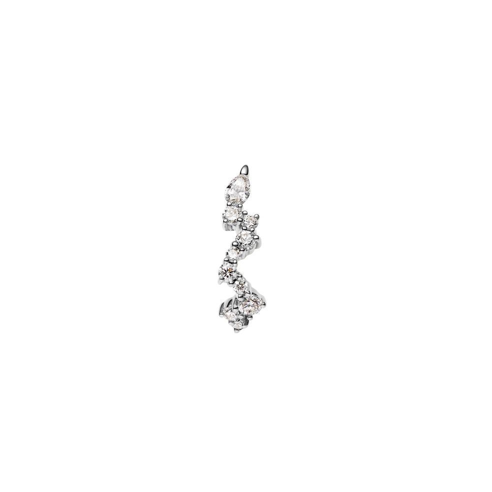 Concrete Sky 14K White Gold Huggie w. Lab-Grown Diamonds