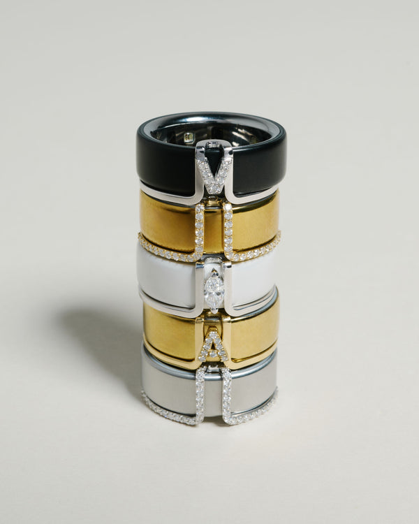 LIL 18K Gold Heart Oura Cover Ring  w. Heart Lab-Grown Diamond