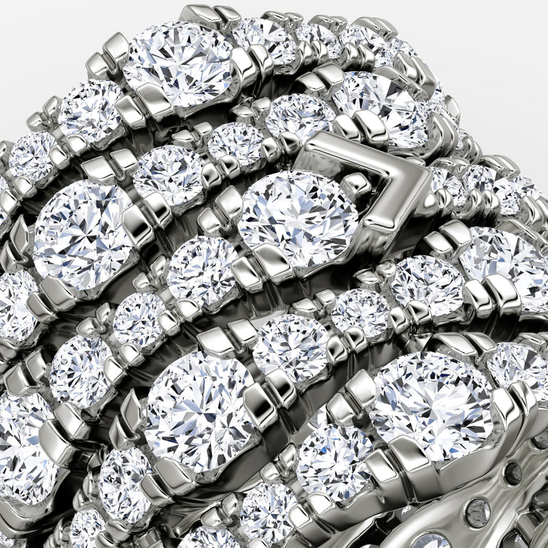 V 5 Row Pavé 14K Whitegold Ring w. Lab-Grown Diamond