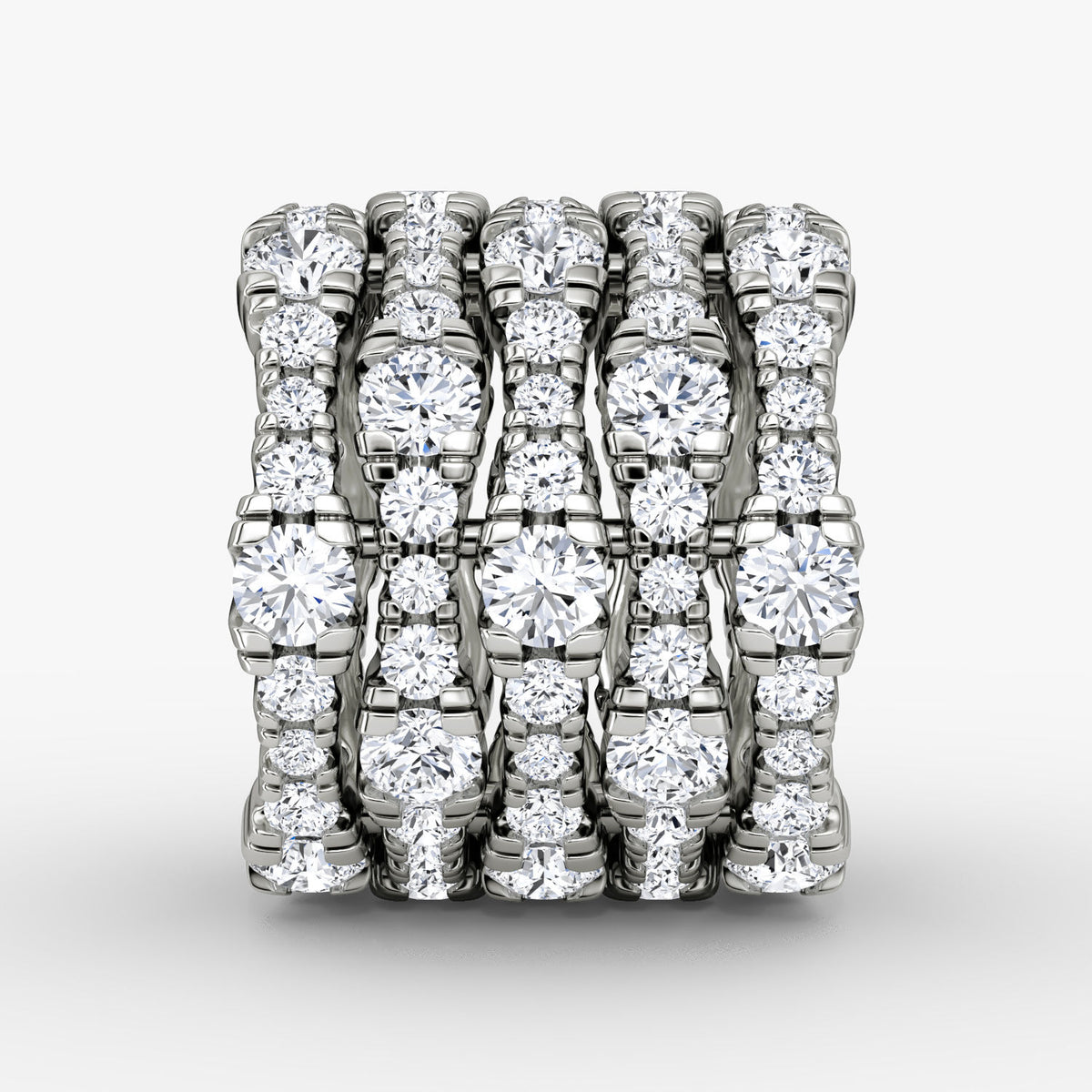 V 5 Row Pavé 14K Whitegold Ring w. Lab-Grown Diamond