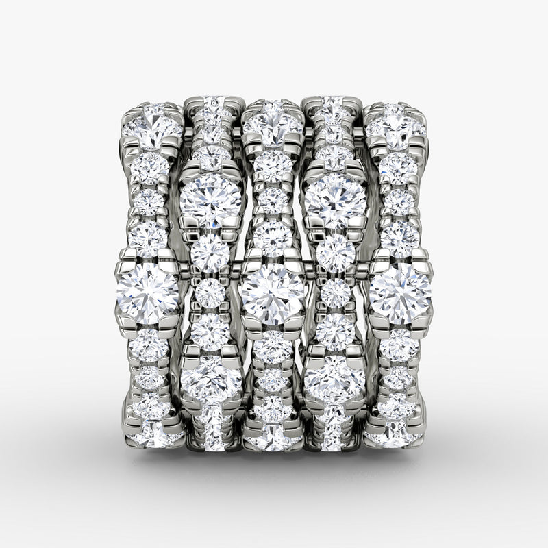 V 5 Row Pavé 14K Whitegold Ring w. Lab-Grown Diamond