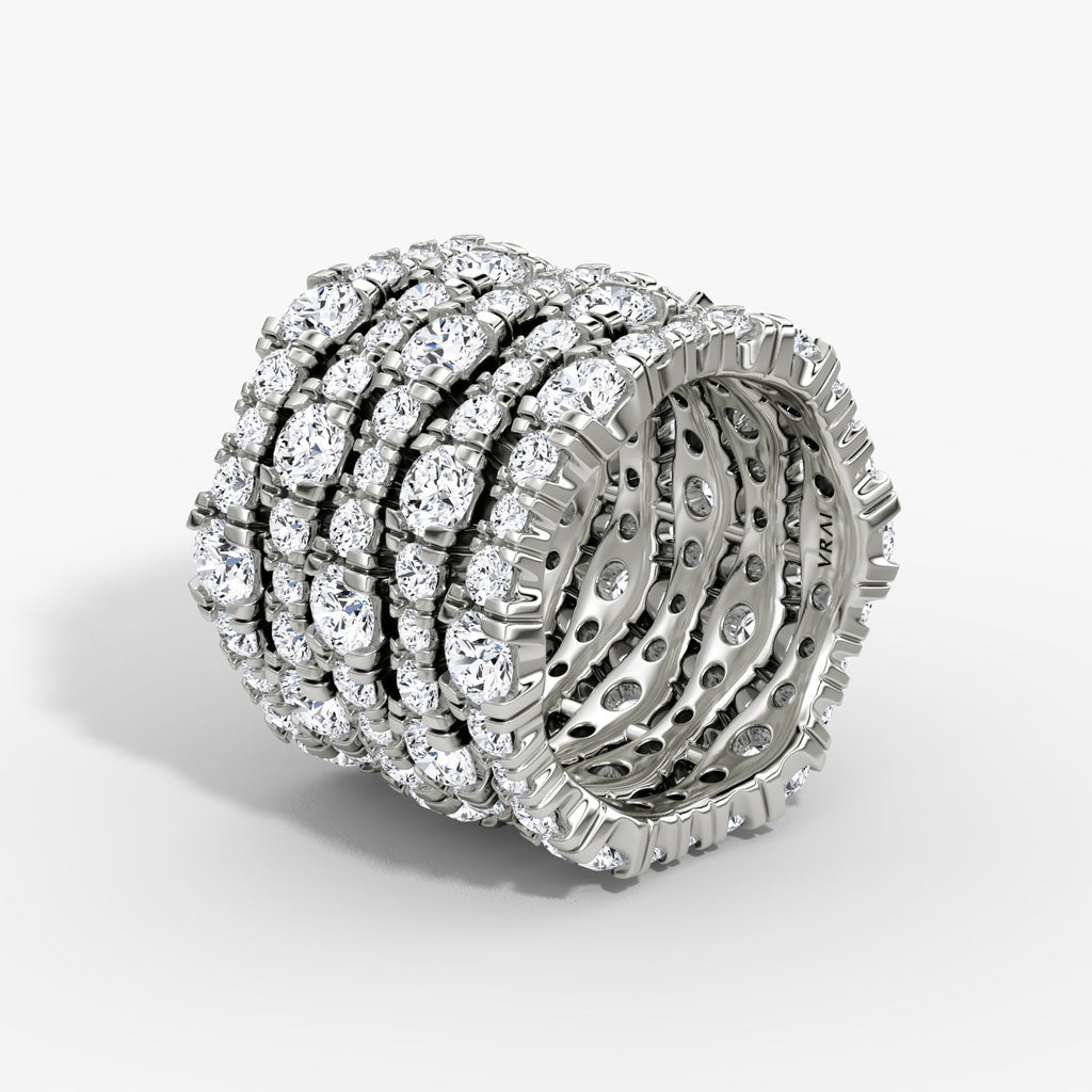 V 5 Row Pavé 14K Whitegold Ring w. Lab-Grown Diamond