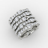 V 5 Row Pavé 14K Whitegold Ring w. Lab-Grown Diamond