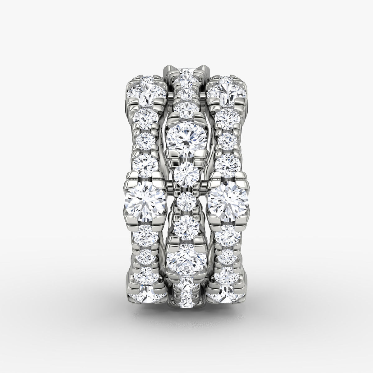 V 3 Row Pavé 14K Whitegold Ring w. Lab-Grown Diamond