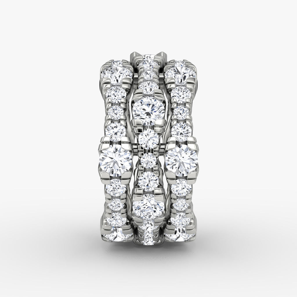 V 3 Row Pavé 14K Whitegold Ring w. Lab-Grown Diamond