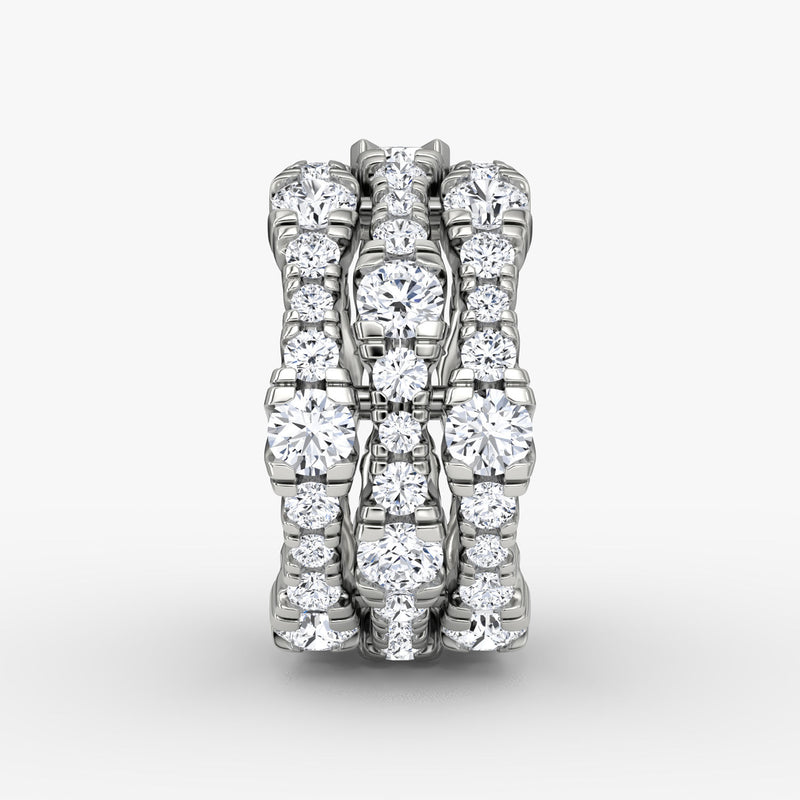 V 3 Row Pavé 14K Whitegold Ring w. Lab-Grown Diamond