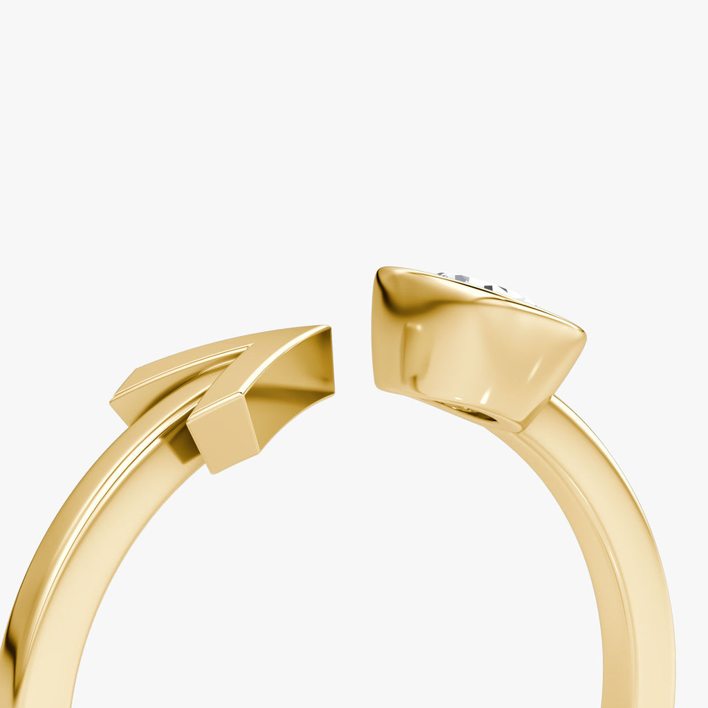Arrow Cuff 14K Gold Ring w. Lab-Grown Diamond