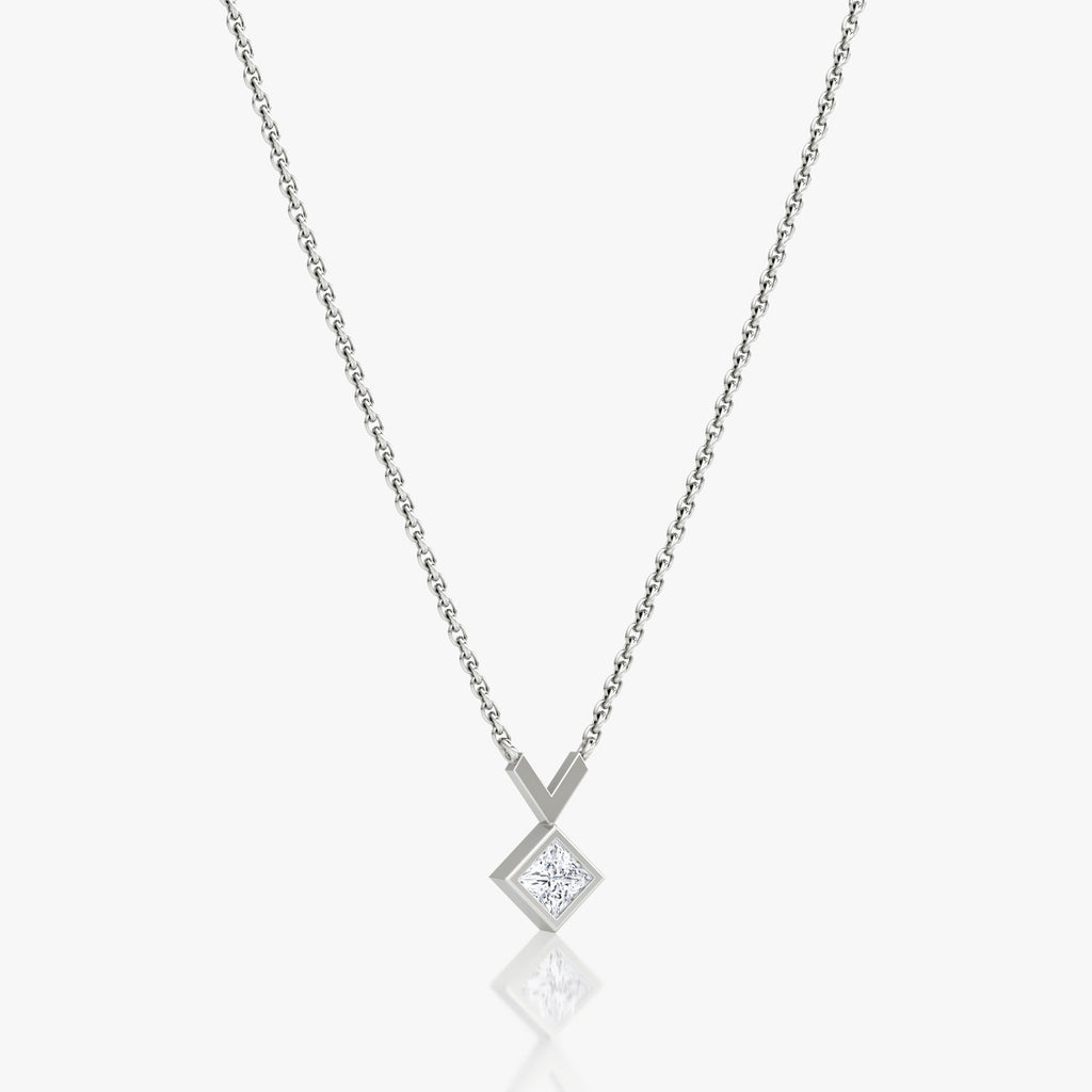Arrow 14K Whitegold Necklace w. Lab-Grown Diamond