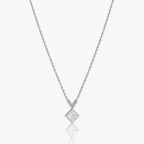 Arrow 14K Whitegold Necklace w. Lab-Grown Diamond