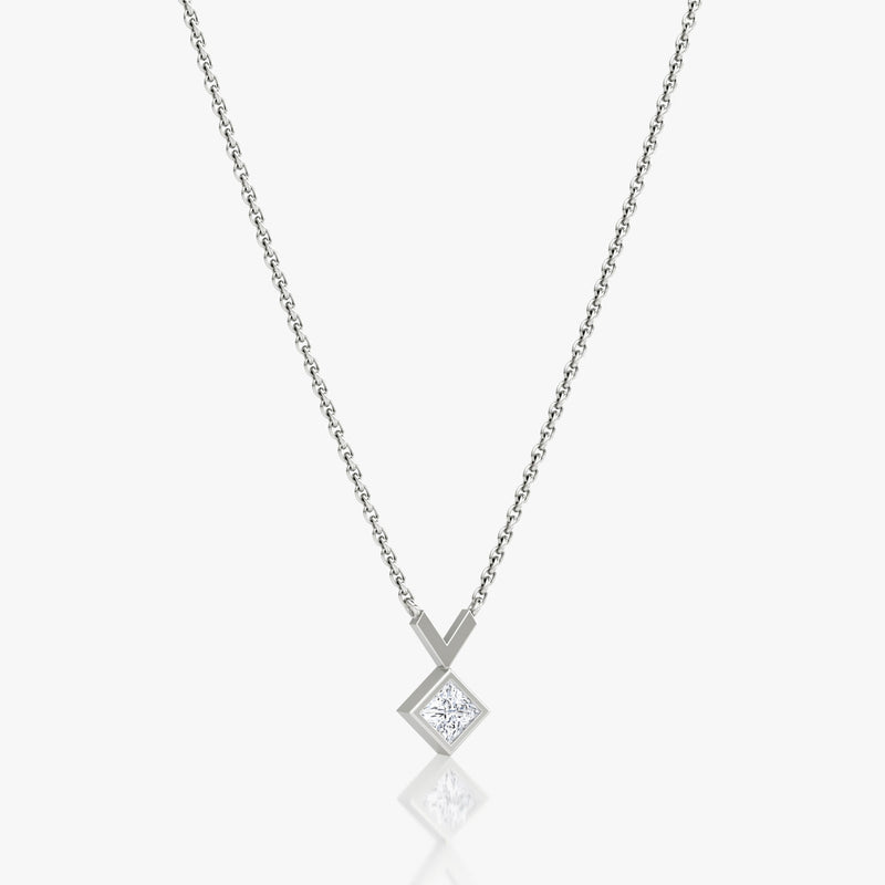 Arrow 14K Whitegold Necklace w. Lab-Grown Diamond