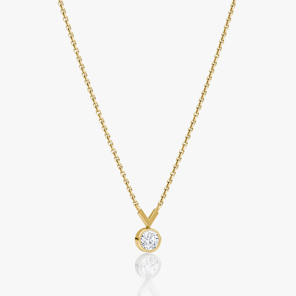 Arrow 14K Gold Necklace w. Round Cut Lab-Grown Diamond
