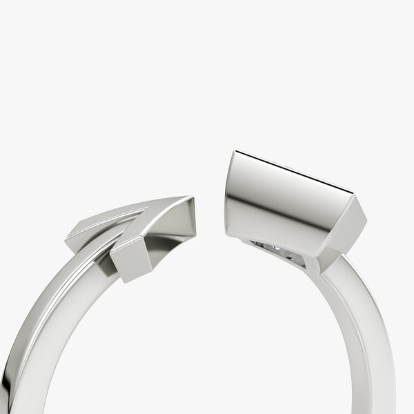 Arrow Cuff 14K Whitegold Ring w. Lab-Grown Diamond