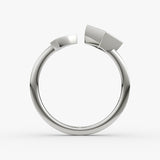 Arrow Cuff 14K Whitegold Ring w. Lab-Grown Diamond