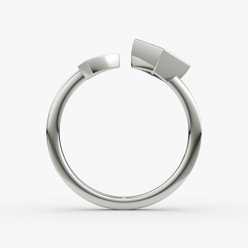 Arrow Cuff 14K Whitegold Ring w. Lab-Grown Diamond