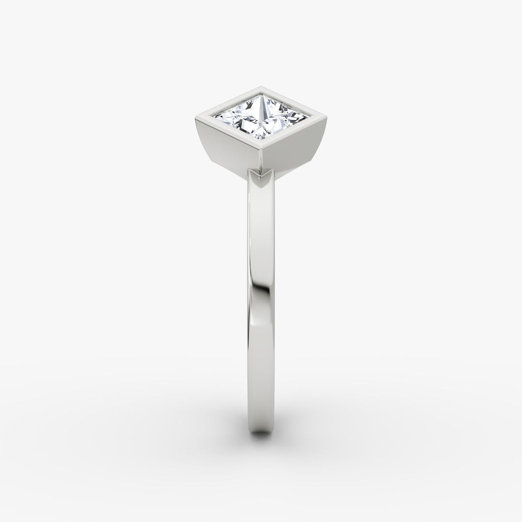 Arrow Cuff 14K Whitegold Ring w. Lab-Grown Diamond