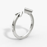 Arrow Cuff 14K Whitegold Ring w. Lab-Grown Diamond