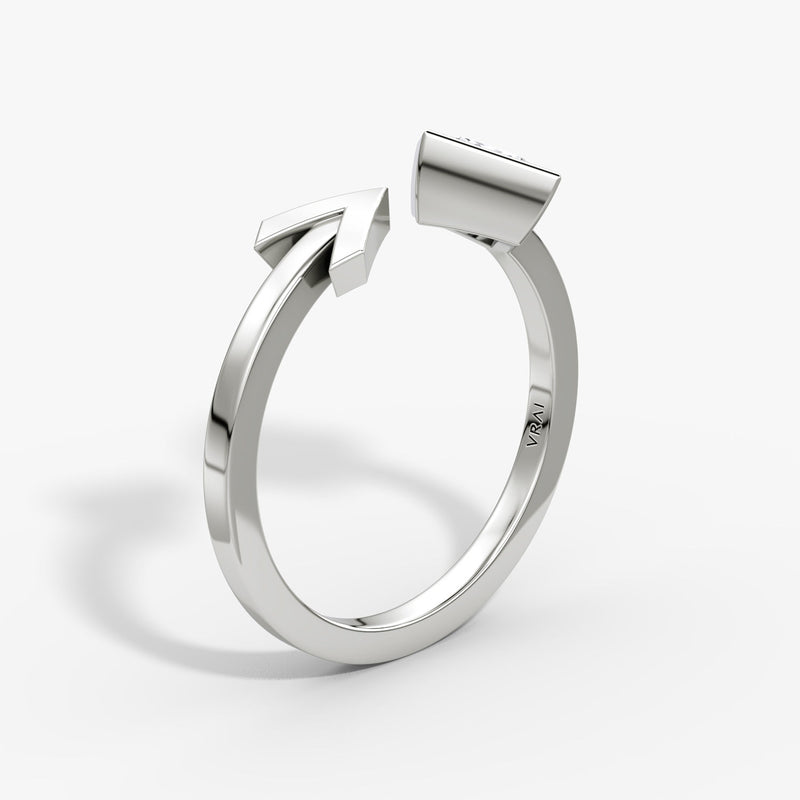 Arrow Cuff 14K Whitegold Ring w. Lab-Grown Diamond