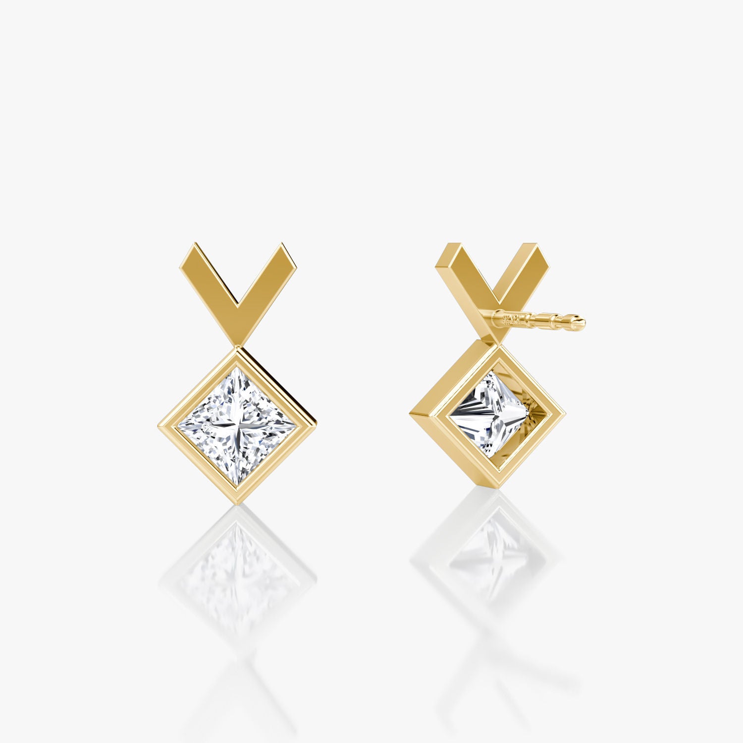 Arrow 14K Guld Ørestikker m. Prinsesseskåret Lab-Grown Diamant