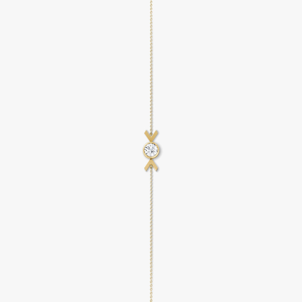 Arrow 14K Gold Bracelet w. Round Cut Lab-Grown Diamond