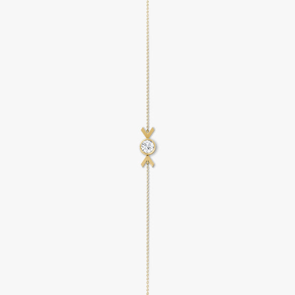 Arrow 14K Gold Bracelet w. Round Cut Lab-Grown Diamond