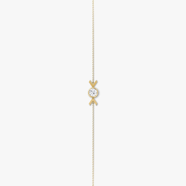 Arrow 14K Gold Bracelet w. Round Cut Lab-Grown Diamond